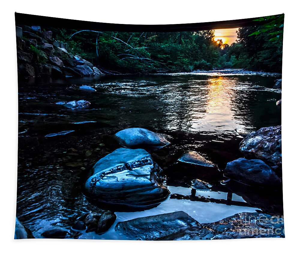 Stones Tapestry featuring the photograph A Browns River Sunset by James Aiken