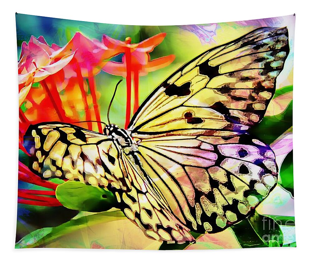Rice Paper Butterfly Tapestry featuring the photograph A Butterflies Luck by Clare Bevan