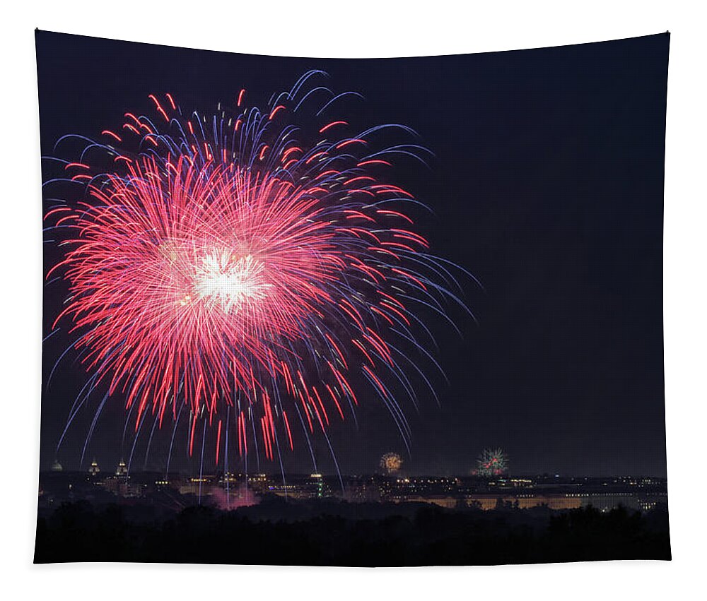 Fourth Of July Fireworks Tapestry featuring the photograph A Capital Celebration by Art Cole