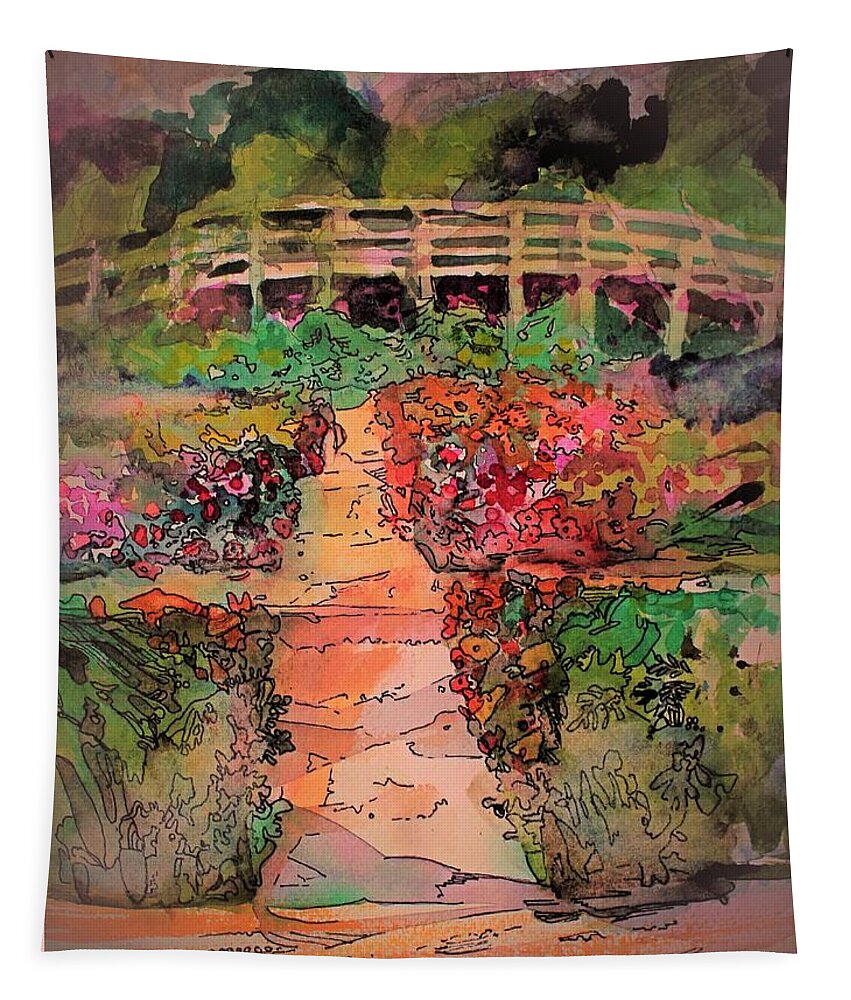 Forest Tapestry featuring the painting A Charming Path by Mindy Newman
