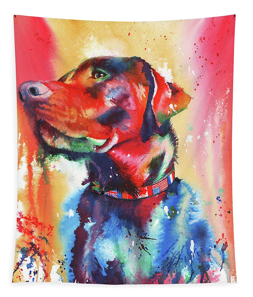 Dog Tapestry featuring the painting A Coat of Many Colours - Labrador by Peter Williams