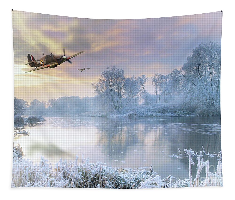 Hurricane Tapestry featuring the digital art A Cold Cold Morning by Airpower Art