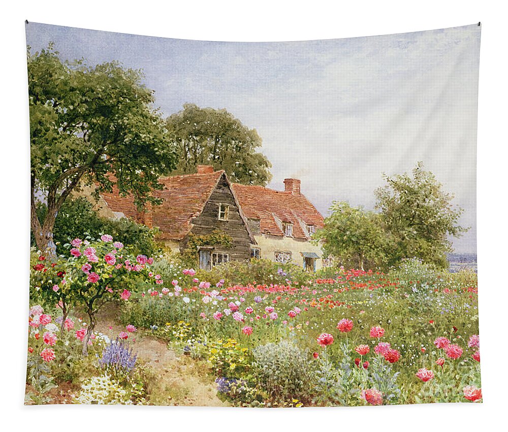 The Cottar's Pride Tapestry featuring the painting A Cottage Garden by Henry Sutton Palmer