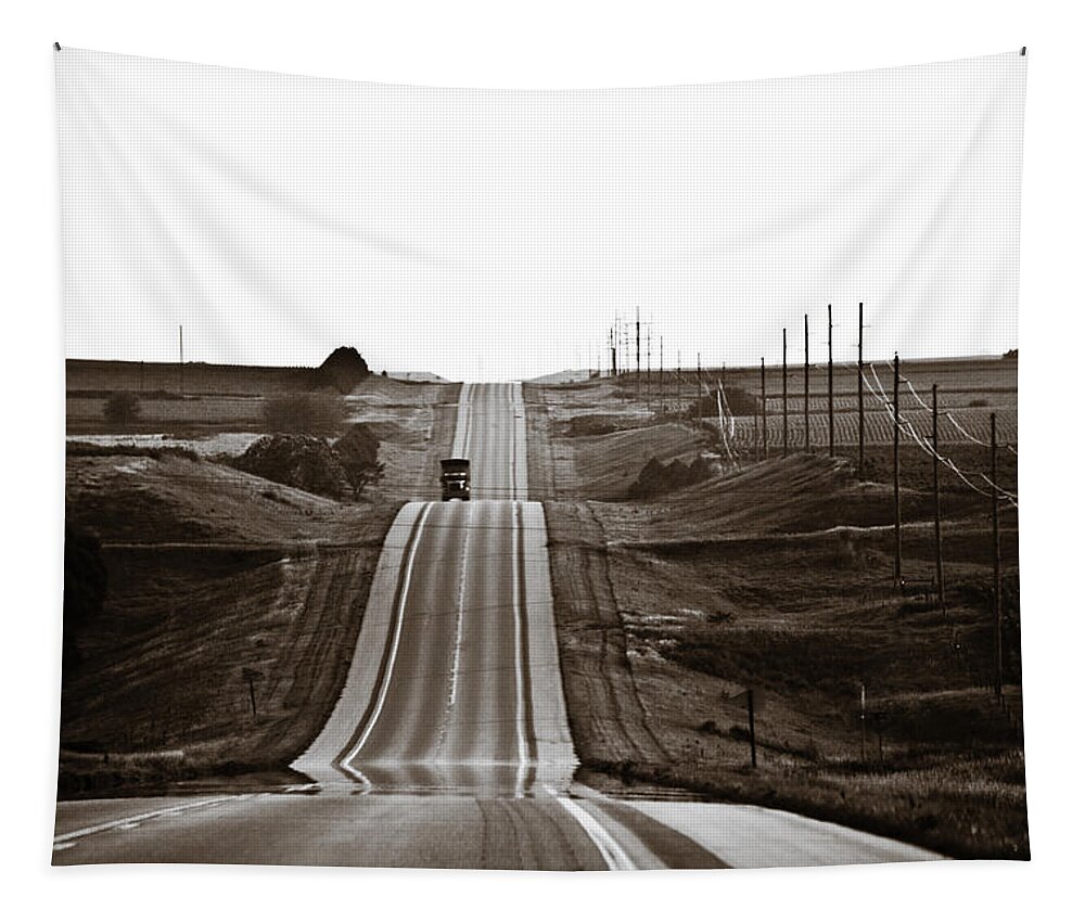 Nebraska Tapestry featuring the photograph A Country Mile 1 by Marilyn Hunt