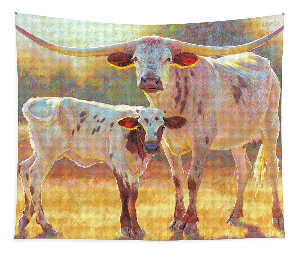 Longhorn Tapestry featuring the pastel A Future Promise by Rita Kirkman