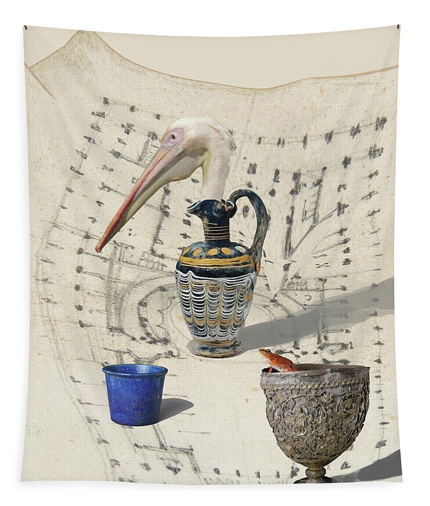 White Pelican Tapestry featuring the digital art A game of patience by Keshava Shukla