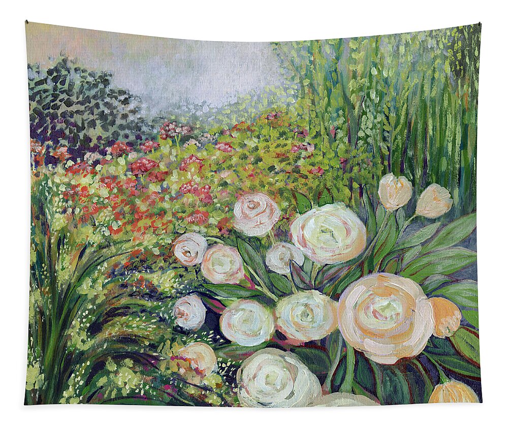Impressionist Tapestry featuring the painting A Garden Romance by Jennifer Lommers