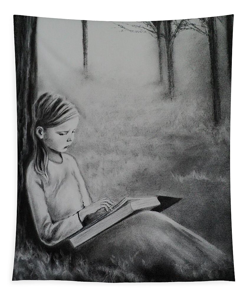 Girl Tapestry featuring the drawing A Mid Summers Tale by Carla Carson
