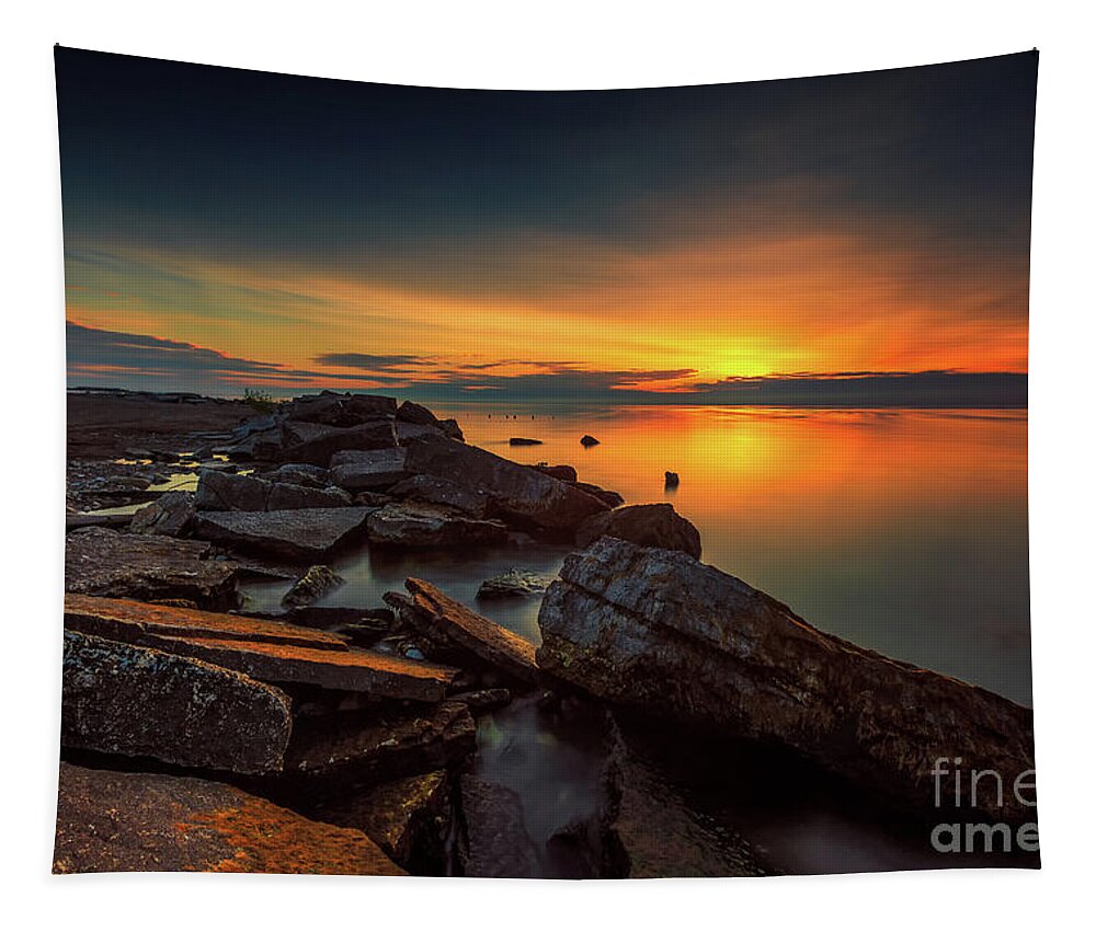 Clouds Tapestry featuring the photograph A Morning on the Rocks by Andrew Slater
