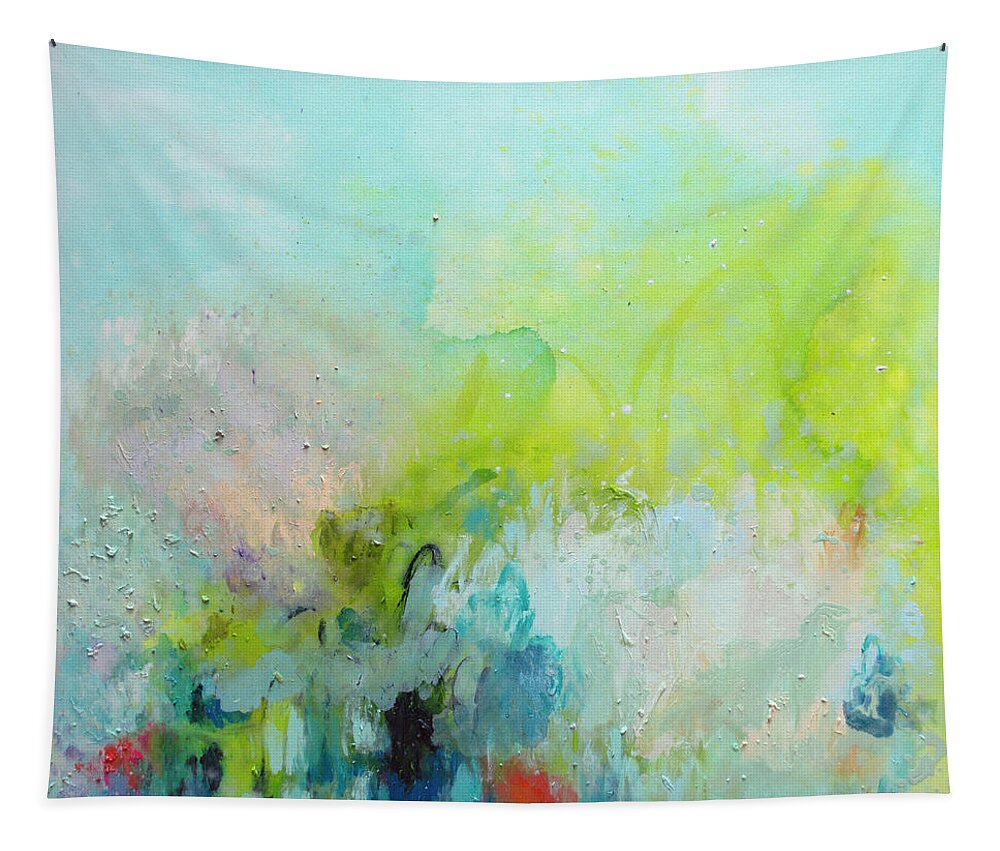 Abstract Tapestry featuring the painting A Most Delicate Situation by Claire Desjardins