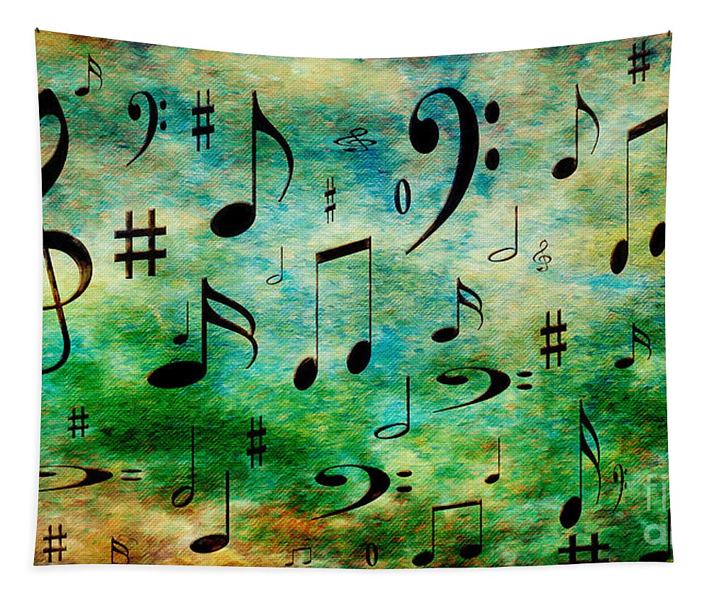 Abstract Tapestry featuring the digital art A Musical Storm 2 by Andee Design