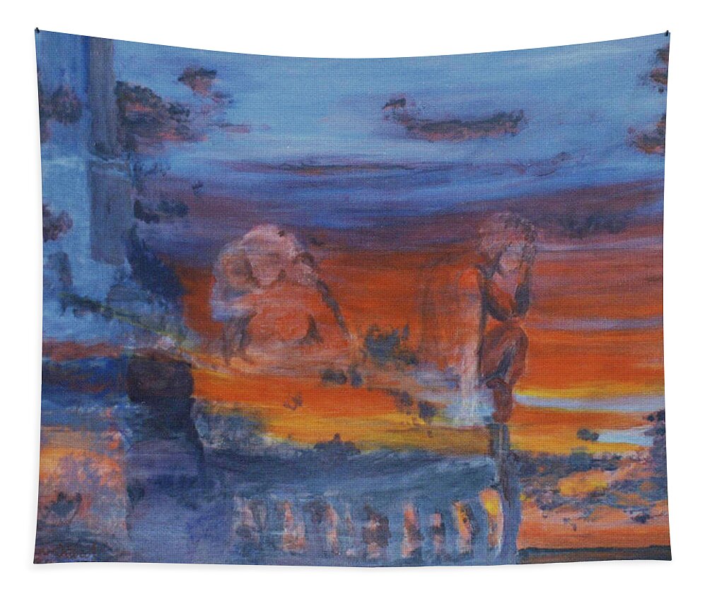 Abstract Tapestry featuring the painting A Mystery Of Gods by Steve Karol