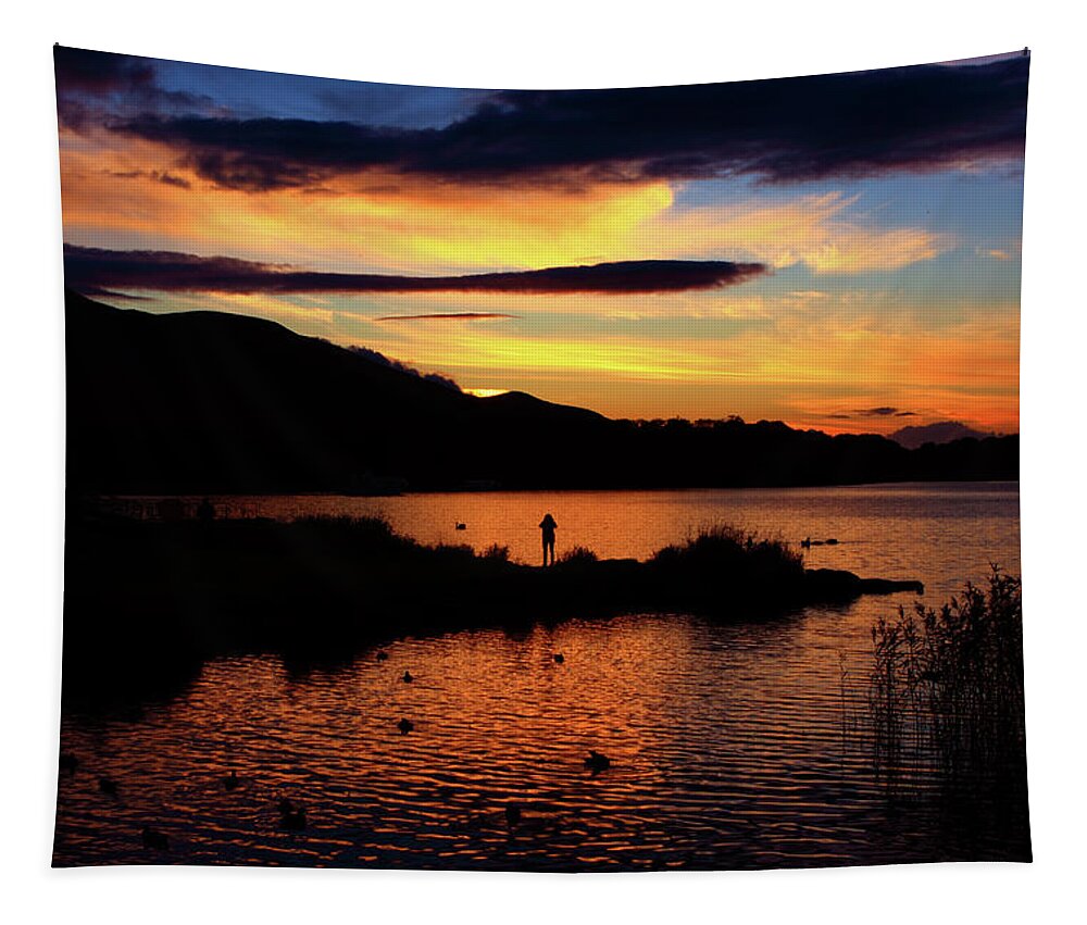 Ireland Tapestry featuring the photograph Lakes Of Killarney At Sunset by Aidan Moran