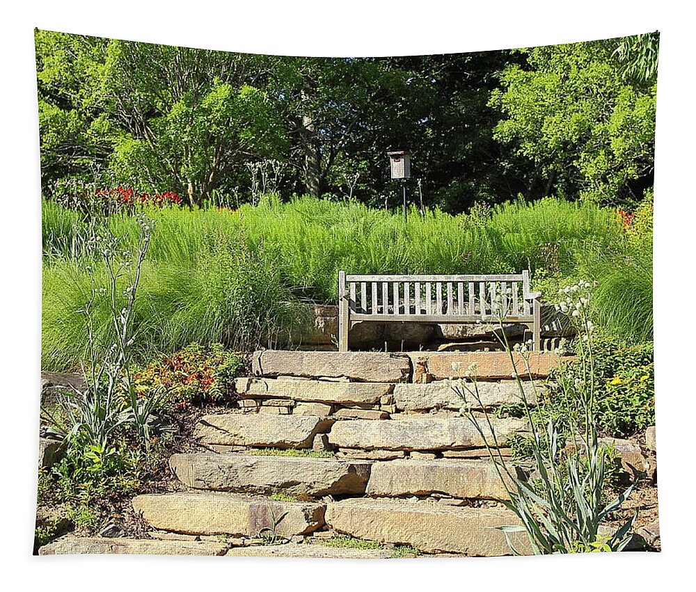 Bench Tapestry featuring the photograph A Place To Rest by Allen Nice-Webb