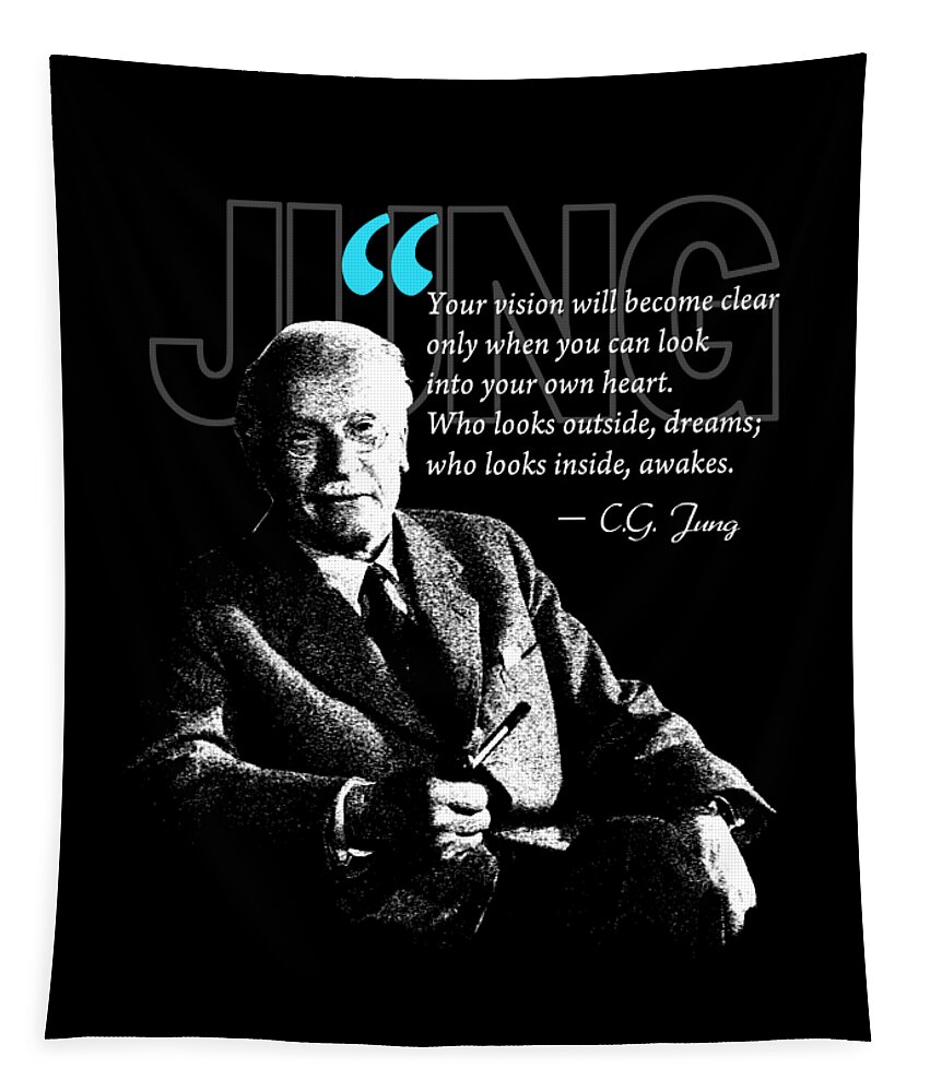 Carl Jung Tapestry featuring the digital art A Quote from Carl Jung by Garaga Designs