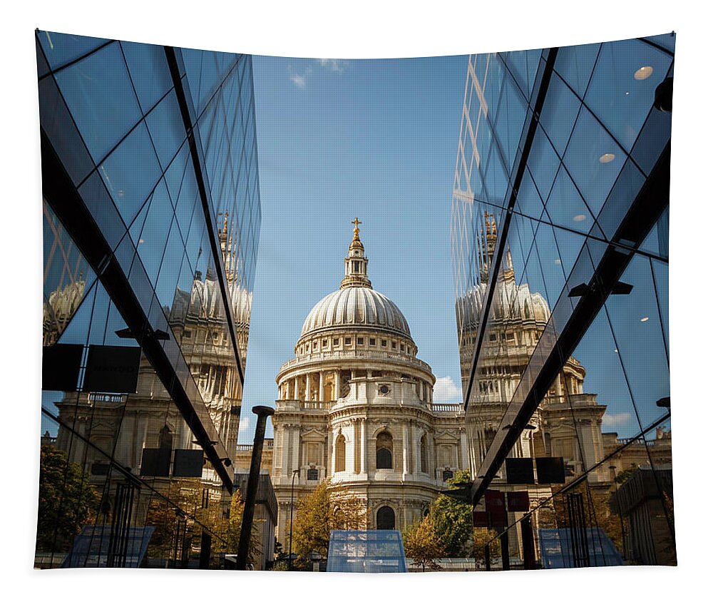 St Paul's Tapestry featuring the photograph A Reflection on St' Paul's by Rick Deacon