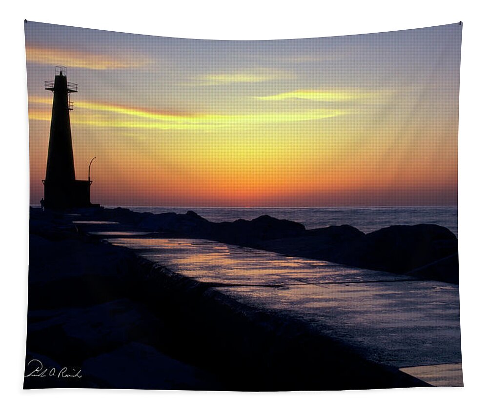 Color Tapestry featuring the photograph A Sliver of Sunset by Frederic A Reinecke
