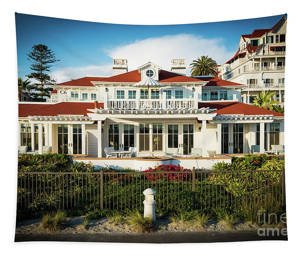 Beach Tapestry featuring the photograph A Small Cottage at the Hotel del Coronado by David Levin