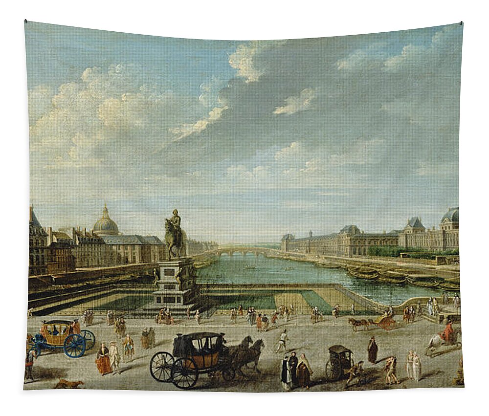 Nicolas-jean-baptiste Raguenet Tapestry featuring the painting A View of Paris from the Pont Neuf by Nicolas-Jean-Baptiste Raguenet