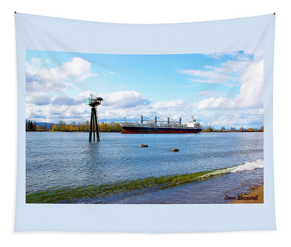 Washington Tapestry featuring the photograph A Wake On the River by Steve Warnstaff