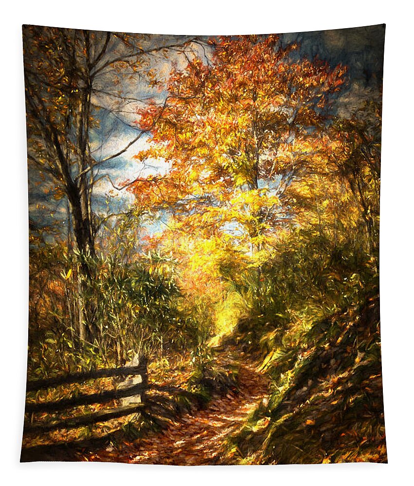 Fall Tapestry featuring the digital art The Lighted Path by John Haldane