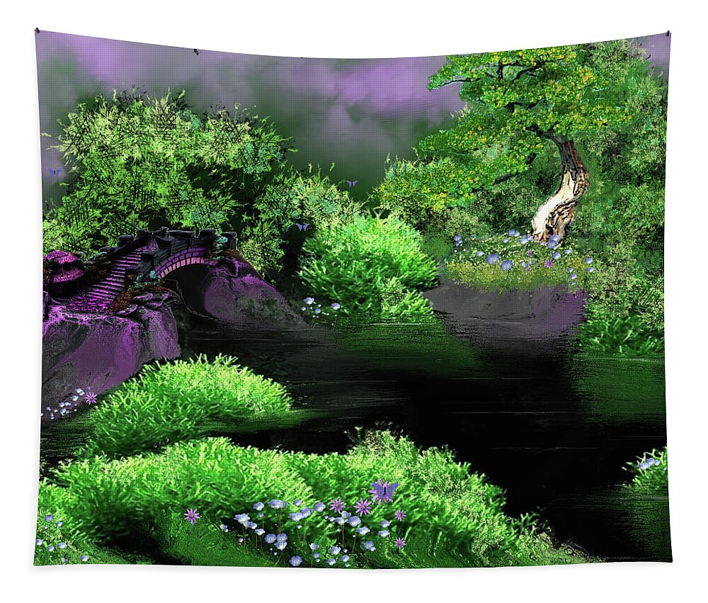 Digital Art Tapestry featuring the digital art A Walk to Remember by Artful Oasis