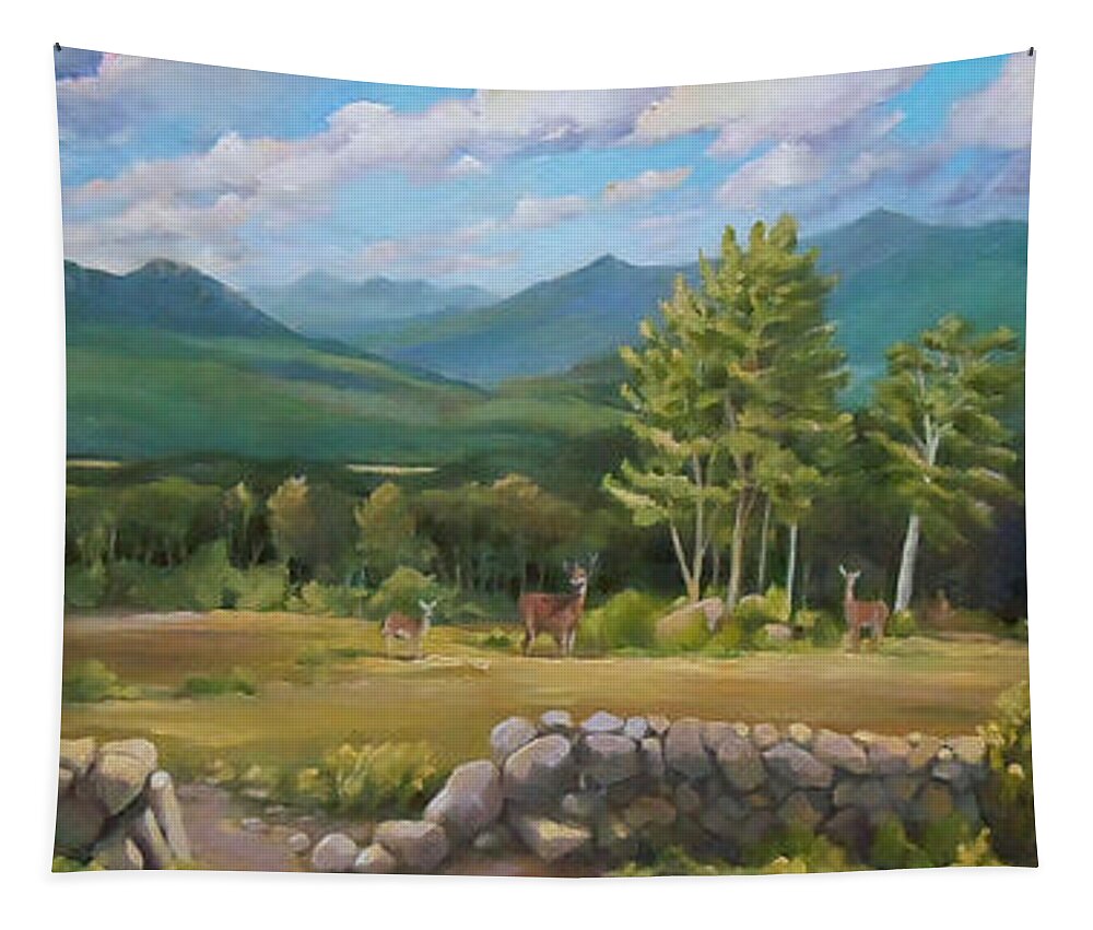 White Mountain Art Tapestry featuring the painting A White Mountain View by Nancy Griswold