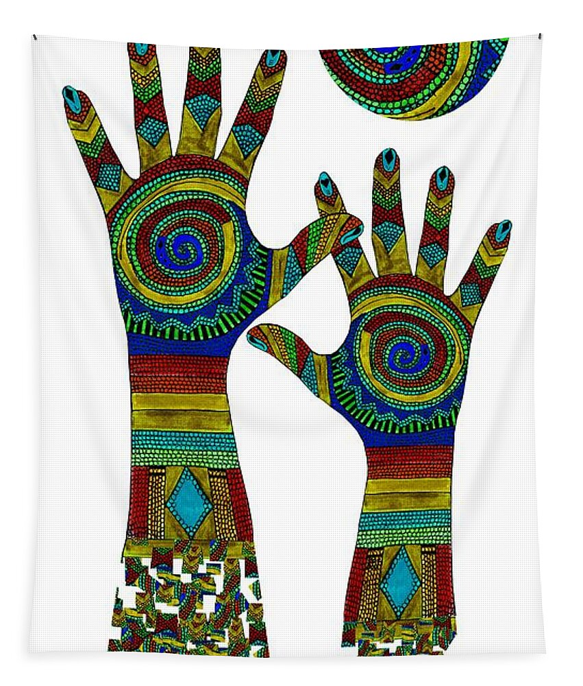 Aboriginal Hands Tapestry featuring the digital art Aboriginal Hands Gold Transparent Background by Barbara St Jean