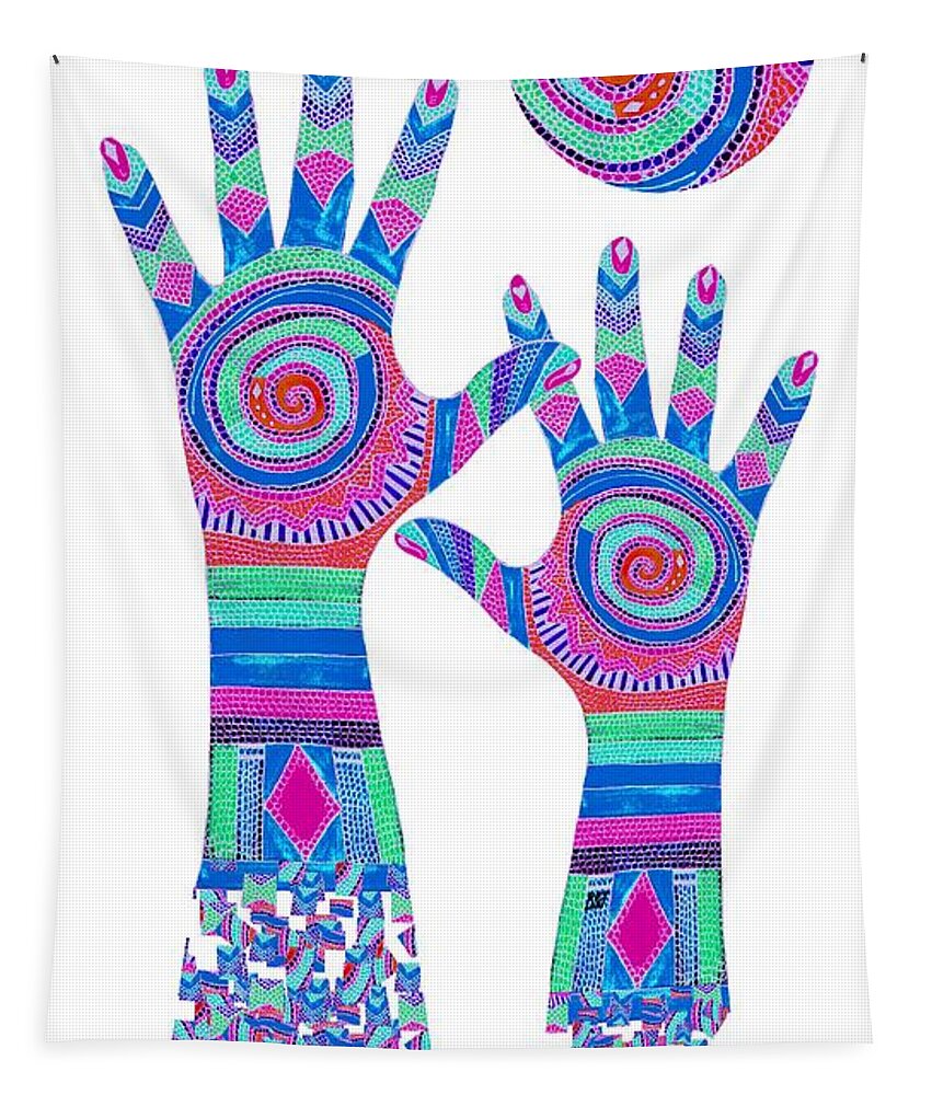 Aboriginal Hands Tapestry featuring the digital art Aboriginal Hands Pastel Transparent Background by Barbara St Jean