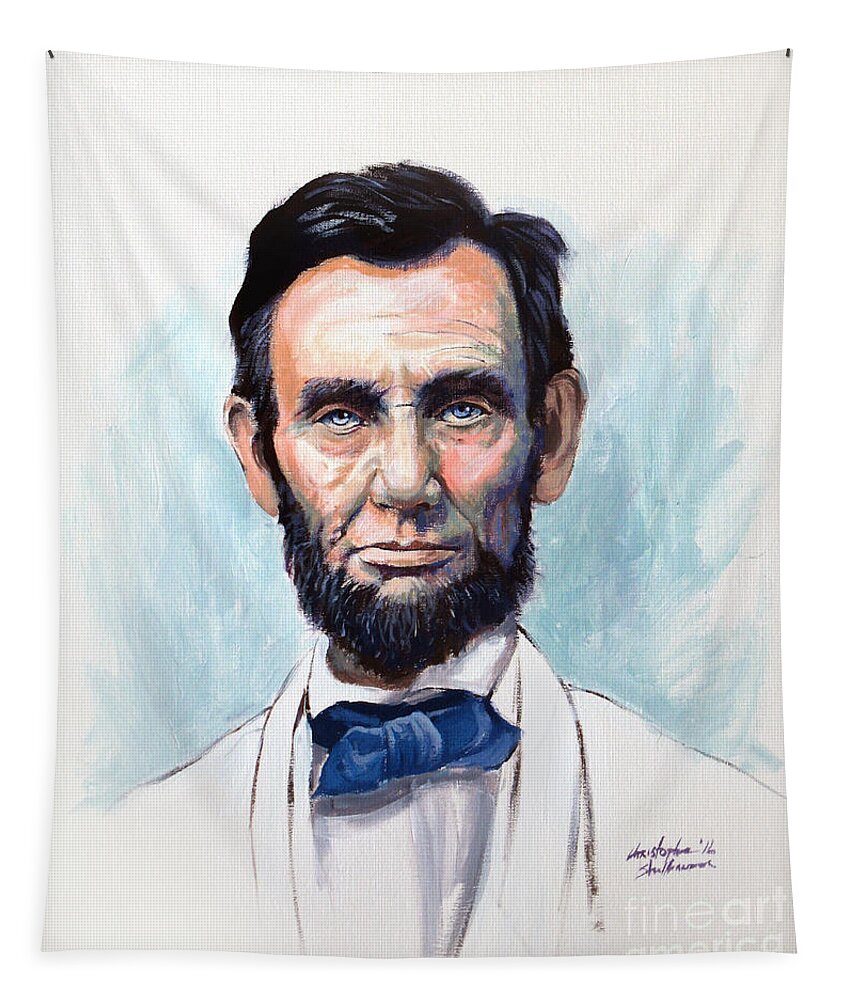 Abraham Lincoln Tapestry featuring the painting Abraham Lincoln by Christopher Shellhammer
