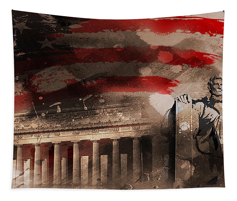 American Tapestry featuring the painting Abraham Lincoln by Gull G
