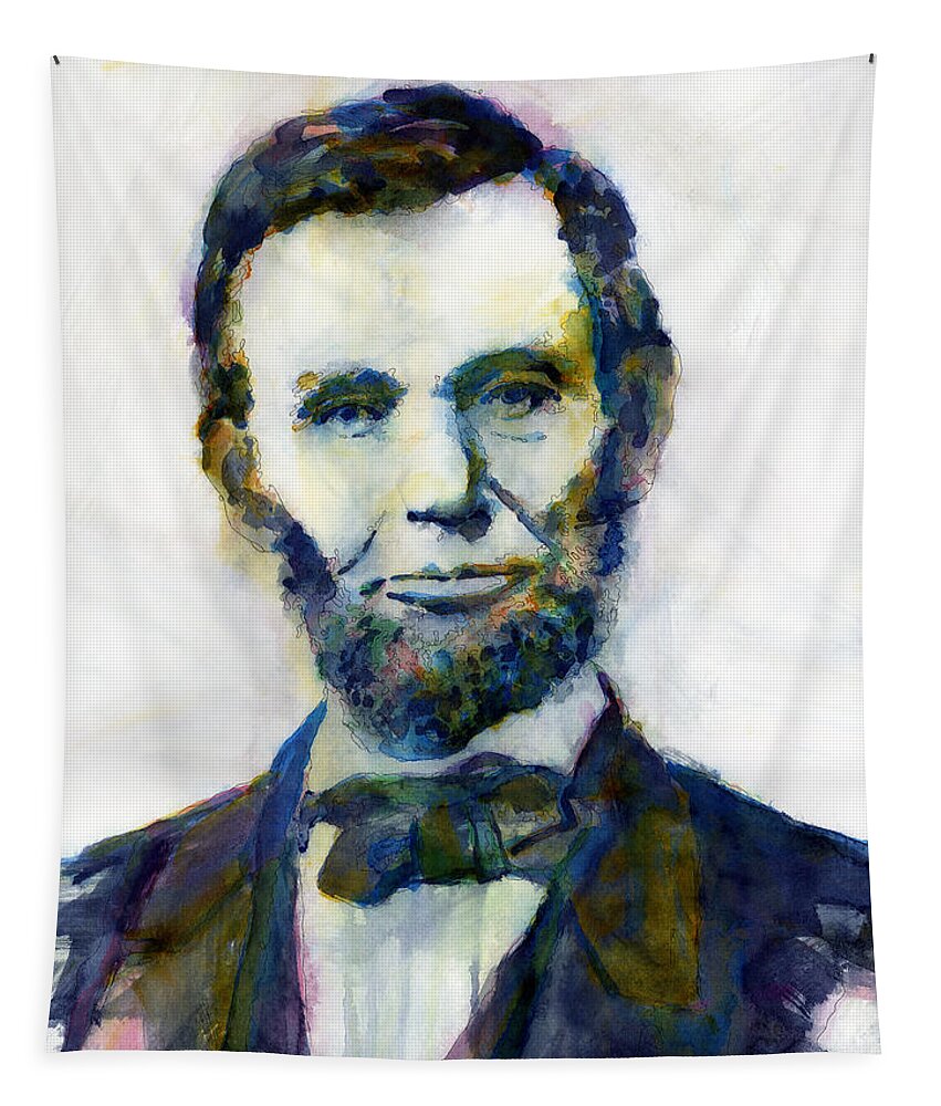 Abraham Tapestry featuring the painting Abraham Lincoln Portrait Study 2 by Hailey E Herrera