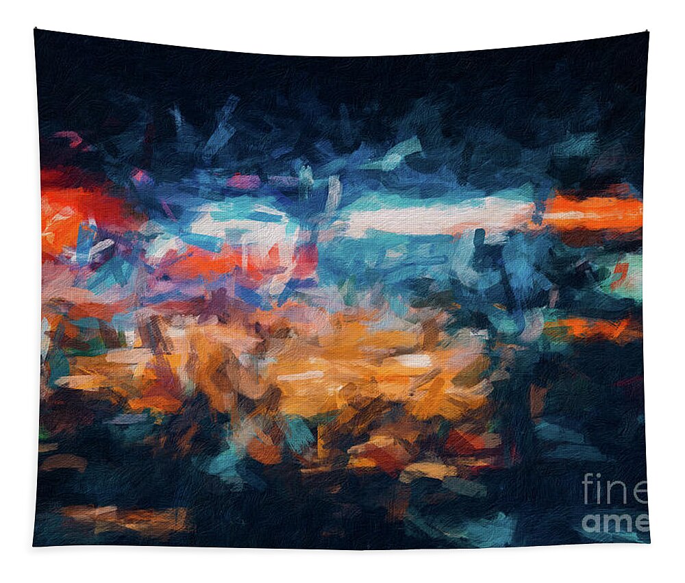 Brushstroke Tapestry featuring the digital art Abstract 110 digital oil painting on canvas full of texture and brig by Amy Cicconi
