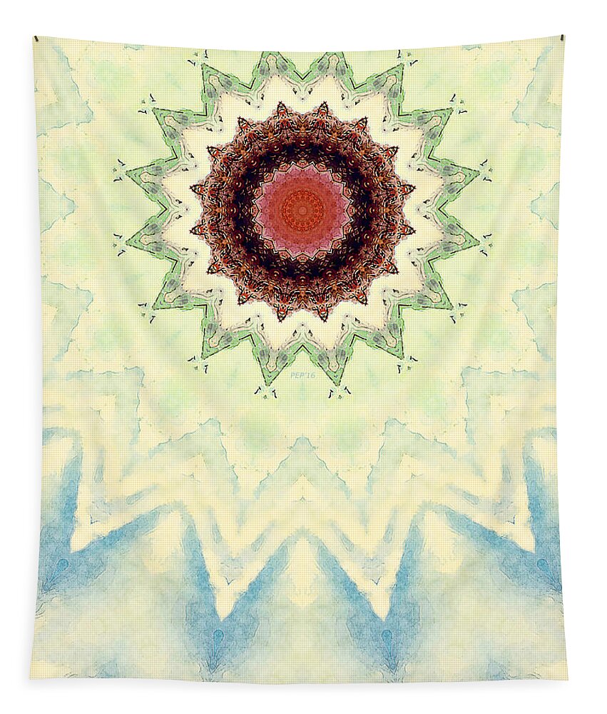 Star Tapestry featuring the digital art Abstract 16 Points Star by Phil Perkins