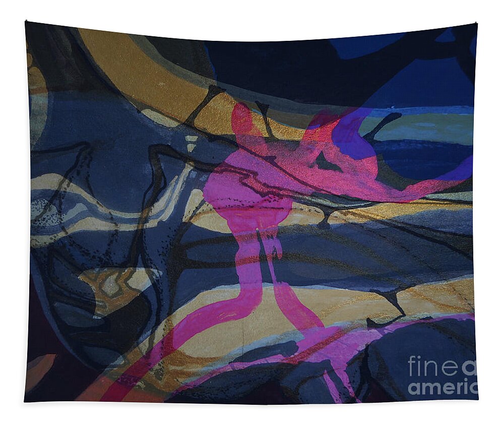 Katerina Stamatelos Tapestry featuring the painting Abstract-33 by Katerina Stamatelos