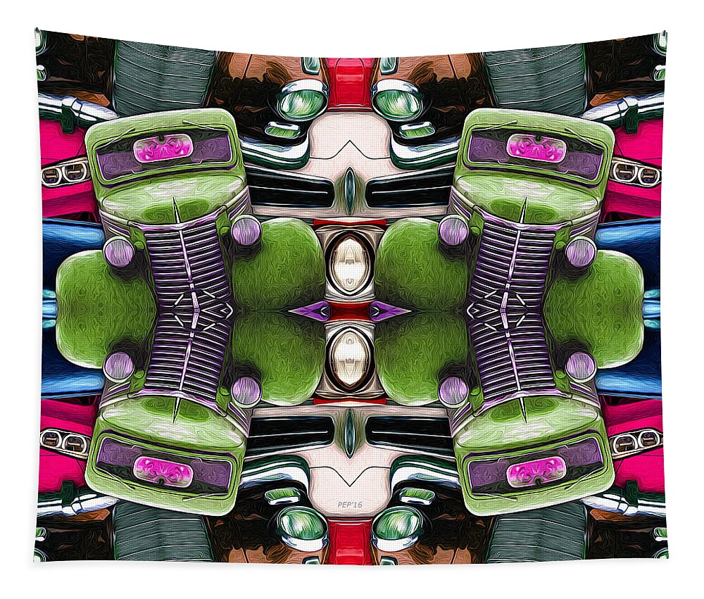 Kaleidoscope Tapestry featuring the photograph Abstract Auto Artwork Two by Phil Perkins