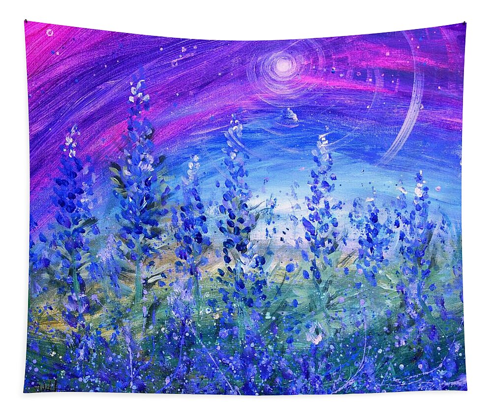 Bluebonnets Tapestry featuring the painting Abstract Bluebonnets by J Vincent Scarpace