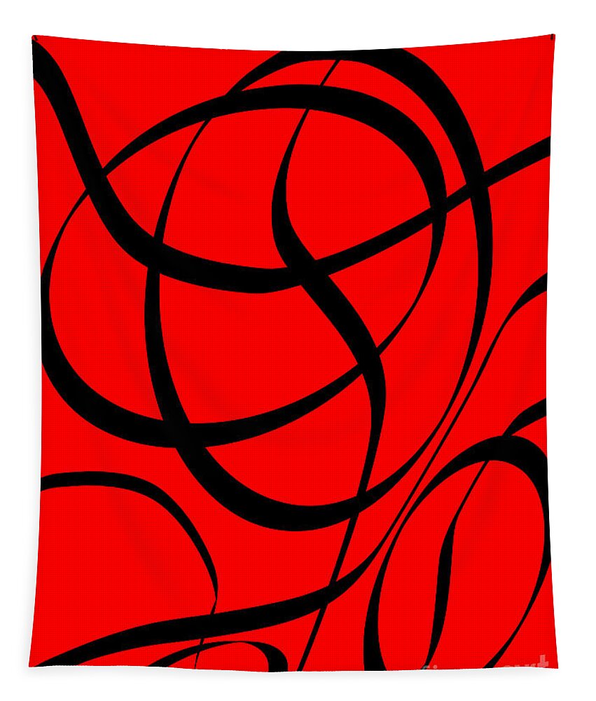 Abstract Tapestry featuring the digital art Abstract Design in Red and Black by David Gordon