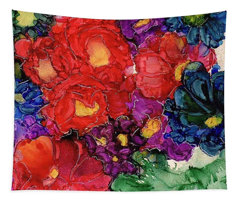 Top Finish A In Abstract Flowers Contest Tapestry featuring the painting Abstract English Garden by Eunice Warfel