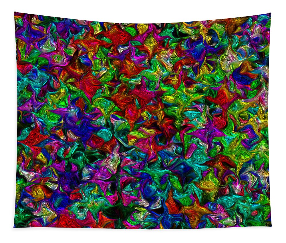 Abstract Tapestry featuring the digital art Abstract Floral Garden, Metallic by Lilia S