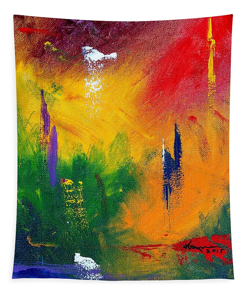 Abstract Four Tapestry featuring the painting Abstract Four by Kume Bryant