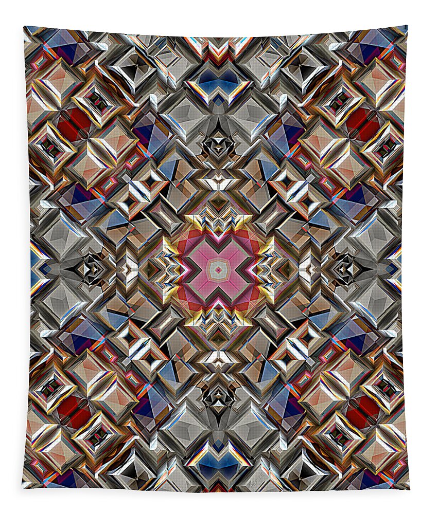 Abstract Tapestry featuring the digital art Abstract Geometric Surface by Phil Perkins