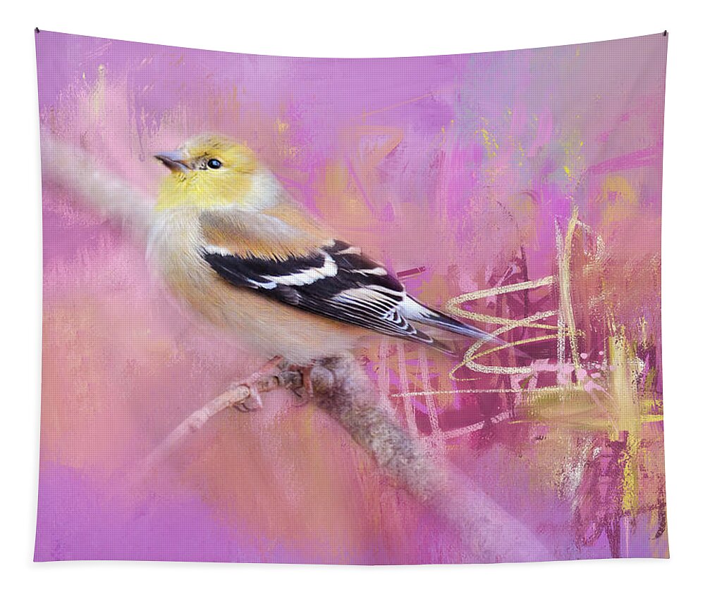 Jai Johnson Tapestry featuring the photograph Abstract Goldfinch by Jai Johnson