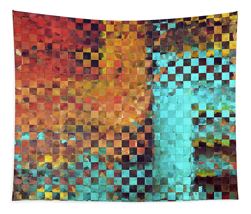Abstract Tapestry featuring the painting Abstract Modern Art - Pieces 1 - Sharon Cummings by Sharon Cummings