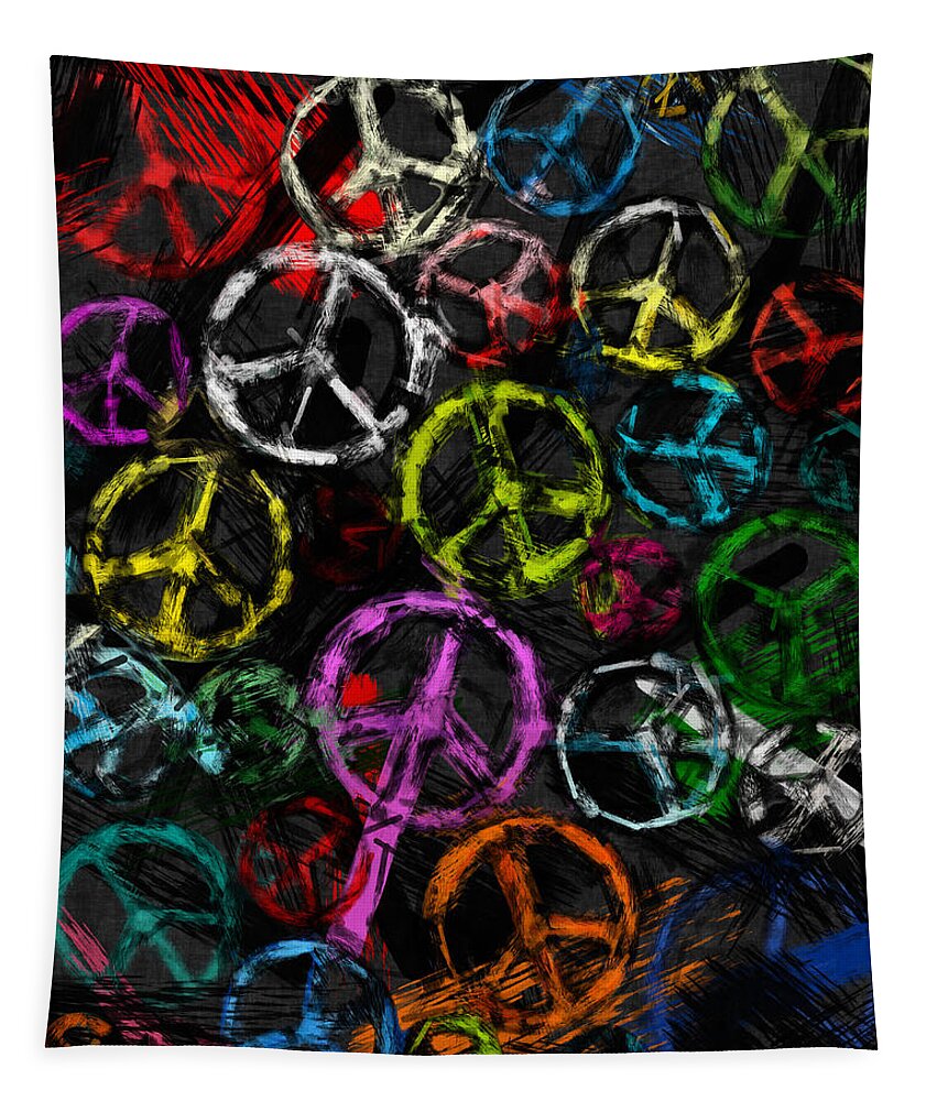 Peace Tapestry featuring the photograph Abstract Peace Signs Collage by David G Paul