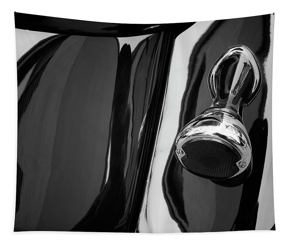 Vehicle Tapestry featuring the photograph Abstract Reflection BW SQ - Vehicle by David Gordon