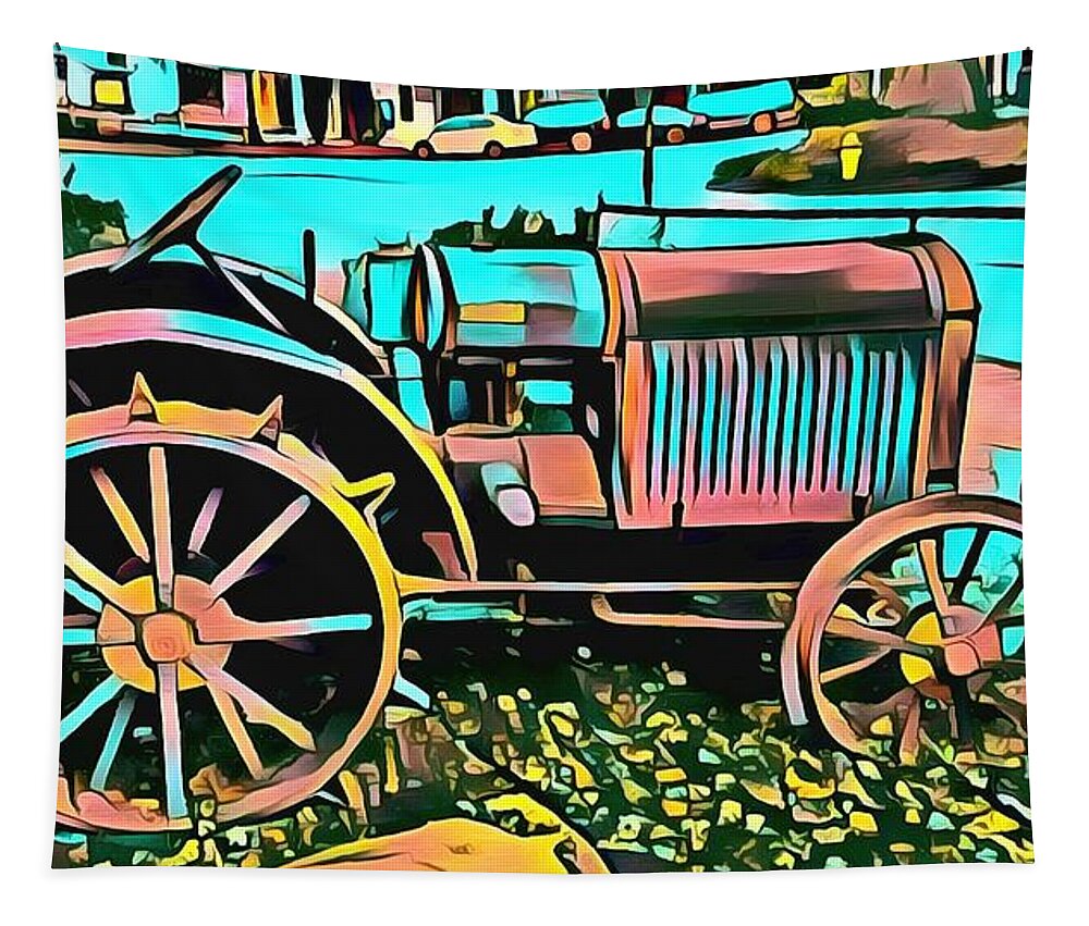 Tractor Tapestry featuring the digital art Abstract Tractor Los Olivos California by Floyd Snyder