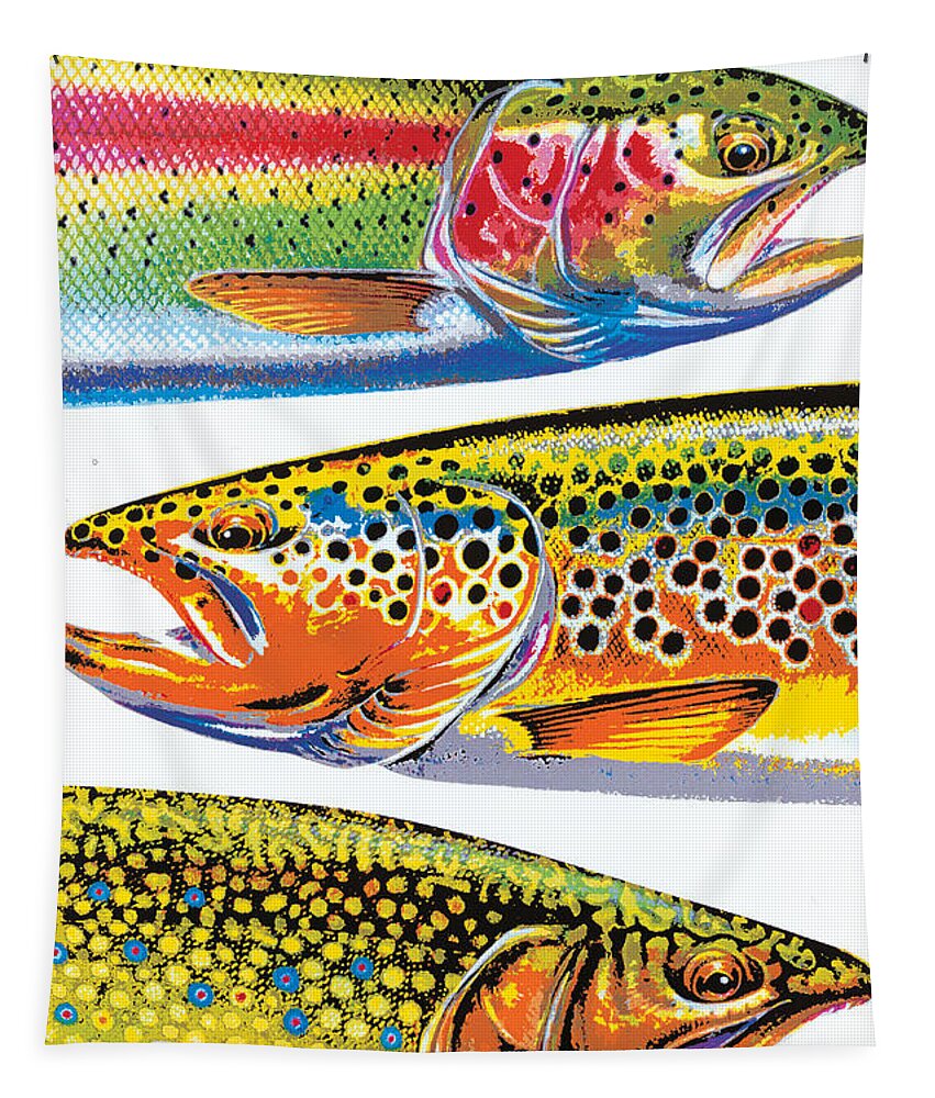 Jon Q Wright Tapestry featuring the painting Abstract Trout by JQ Licensing