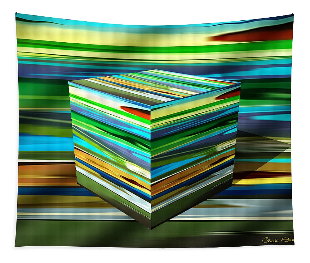 Staley Tapestry featuring the digital art Abstraction 7 Cube by Chuck Staley