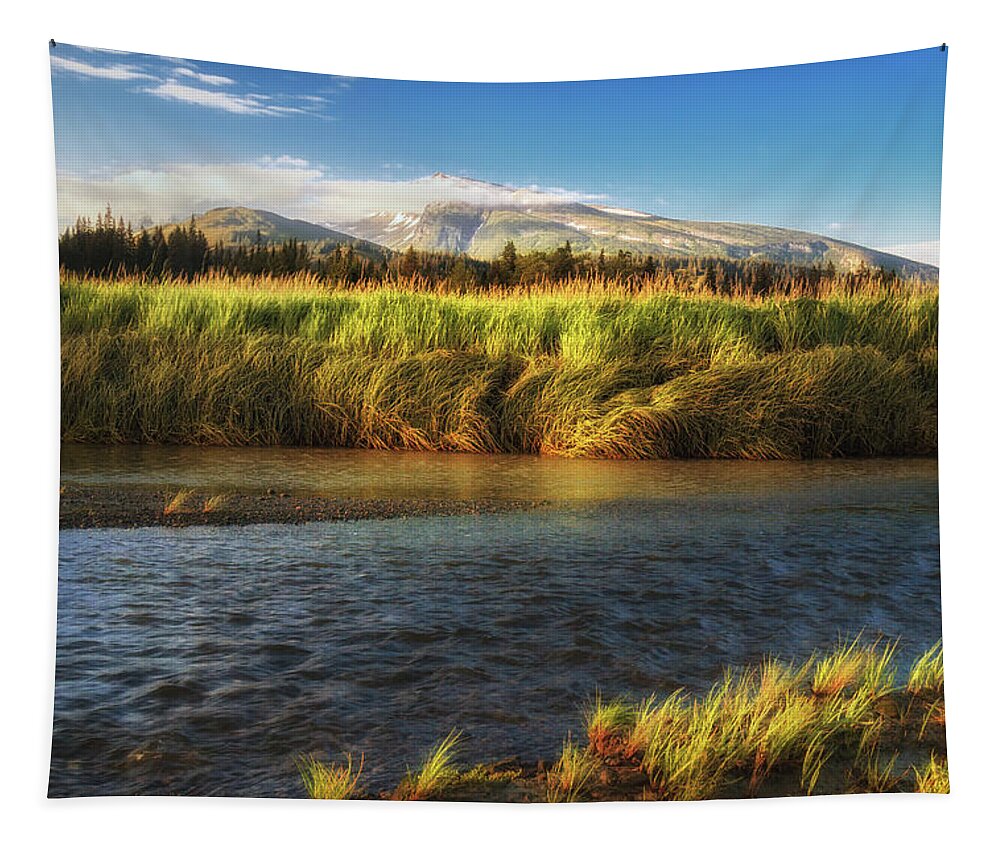 Alaska Tapestry featuring the photograph Across Silver Salmon Creek to Slope Mountain by Sylvia J Zarco